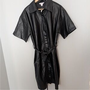 Joe Fresh Black Vegan Leather Midi Dress